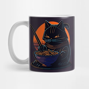 cat eating ramen Mug